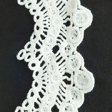 Off White Scallop Trim, Embroidered Cotton Lace Trim, Crochet Lace